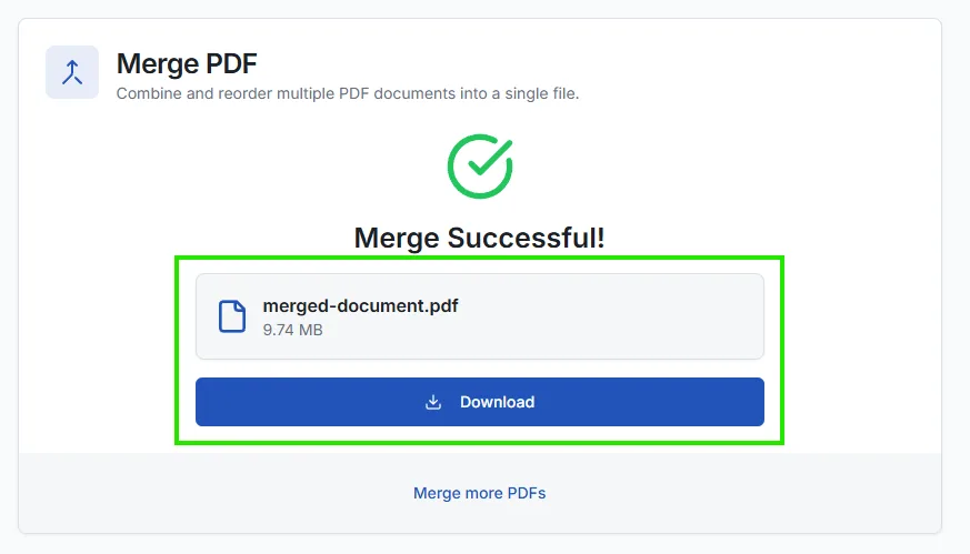 download merge pdf with the ToolCompanion tool.