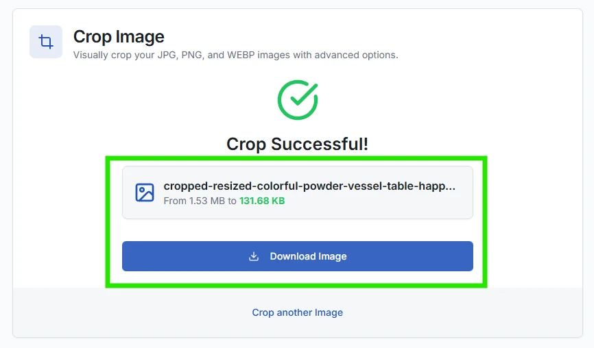 Downloading the finally cropped image file.